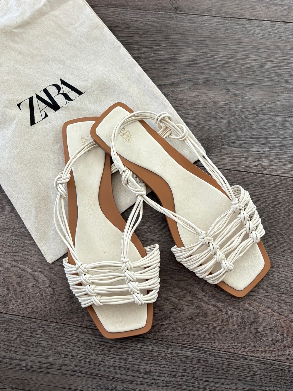 Zara White Knotted Sandals